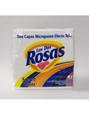 SERVIETA BLANCA , DOS ROSA 2C ,33X33