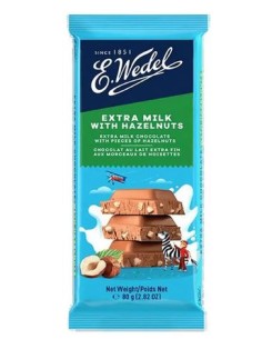 CHOCOLATE CON LECHE FUERTE CON NUECES ,WEDEL80G