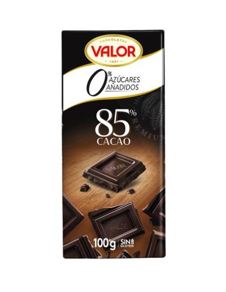 CHOCO.VALOR S/AZUCAR NEGRO 85% 100GRS.