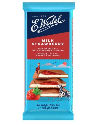 CHOCOLATE CON LECHE Y FRESA WEDEL 100 G