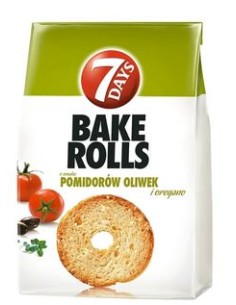BAKE ROLLS TOMATES ACEITUNAS Y OREGANO 7 DAYS 80G