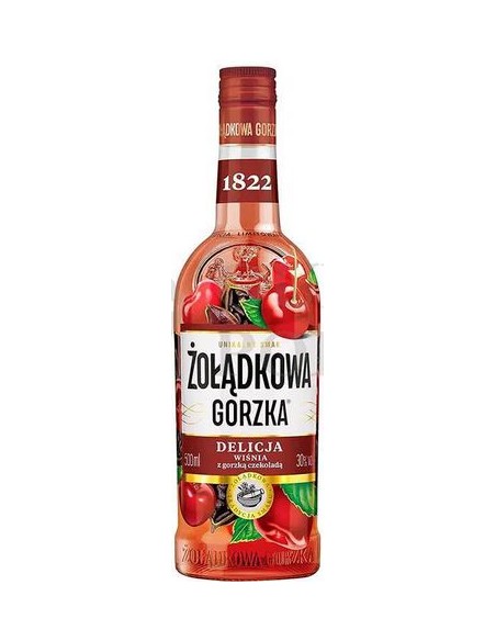 VODKA GUINDAS Y CHOCOLATE NEGRO ZOLADKOWA GORZKA 30% 500ML