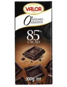 CHOCO.VALOR S/AZUCAR NEGRO 85% 100GRS.