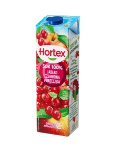 ZUMO DE MANZANA Y GROSELLA ROJA, HORTEX 1L